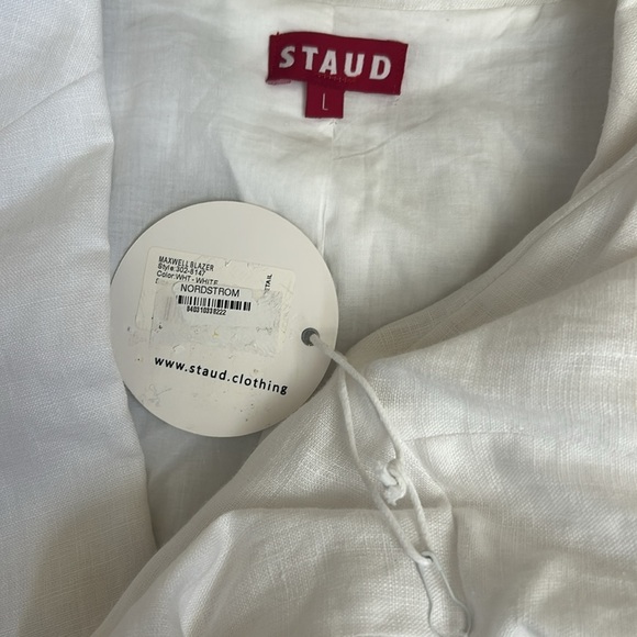 NWT STAUD Maxwell White Linen Single-Breasted Blazer size L SOLD OUT - Picture 8 of 16